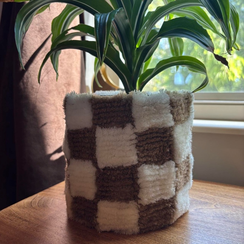 Urban Outfitters Checkered Planter Cover